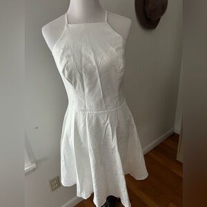 White Sleeveless Halter A-Line Mini Dress